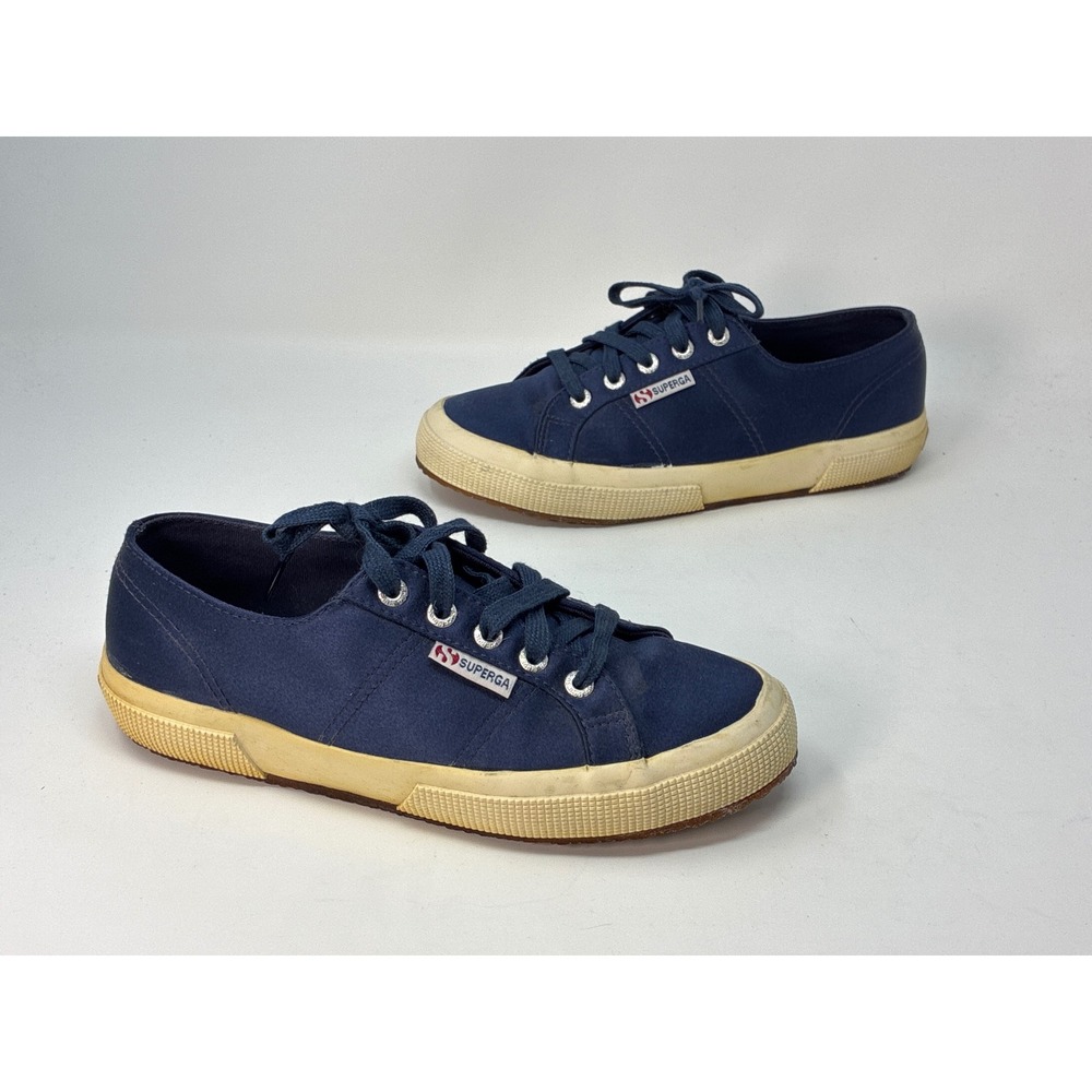 Superga 2750 Satin Sneakers Womens 7.5 Navy Blue Low Top S00CY40